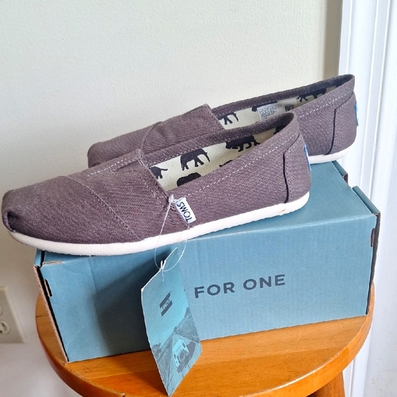 TOMS Women Slip-On Loafers - Ash Canvas Size 6 - Picture 1 of 8